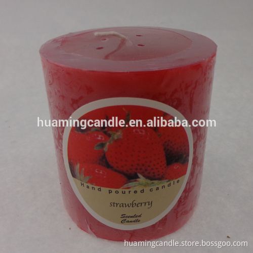 strawberry scent pillar candle
